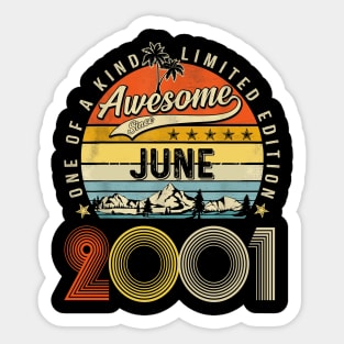 Awesome Since June 2001 Vintage 22nd Birthday Sticker